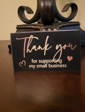 Thank You Card - Black with Pink Script